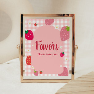 Berry Sweet Gingham Strawberry Baby shower Favors Poster