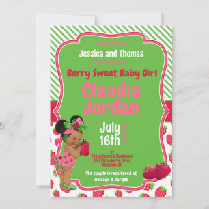 Berry Sweet Girl Baby shower de fraise Invitation