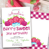 Berry Sweet Girl's 3rd Birthday Invitation