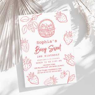 Berry Sweet Hand-getekende Starawberry Girl Verjaa Kaart