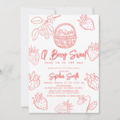 Berry Sweet Handgetekende Strawberry Girl Baby sho Kaart (Voorkant)