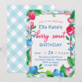 Berry Sweet Invitation Anniversaire En vichy frais (Devant / Derrière)