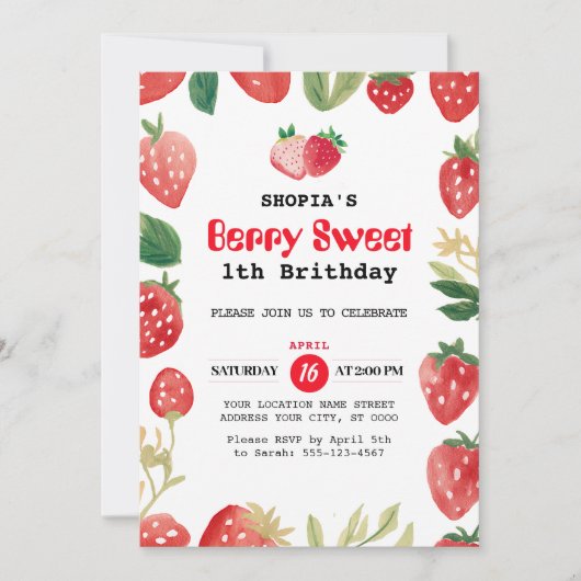 Berry Sweet Invitation d'anniversaire (Devant)