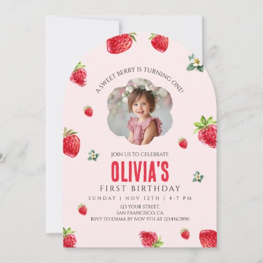 Berry Sweet Invitation pour le premier anniversair (Devant)