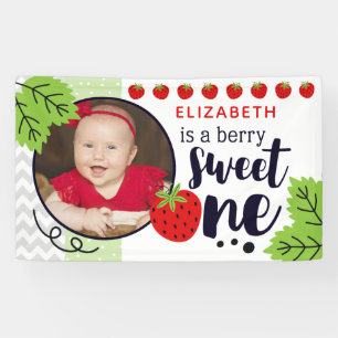 Berry Sweet ONE Aardbei Baby Eerste Verjaardag Spandoek