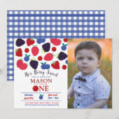 Berry Sweet One First Birthday Boys Fruit Kaart (Voorkant / Achterkant)