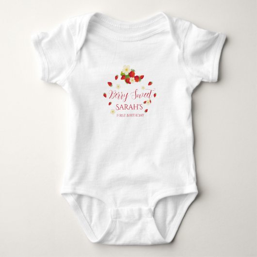 Berry Sweet One Strawberry 1st Birthday Romper (Voorkant)