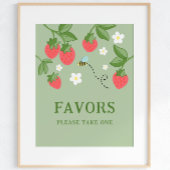 Berry Sweet Party Favor Strawberry Birthday Sign Poster