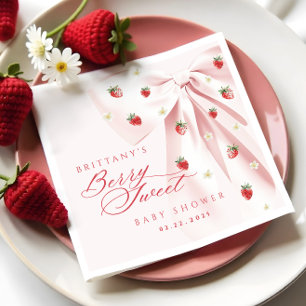 Berry Sweet Pink Bow Baby shower servetten