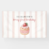Berry Sweet Pink First Birthday Spandoek (Horizontaal)