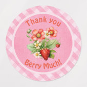 Berry Sweet Pink Gingham-Baby shower Labels (Design 2)