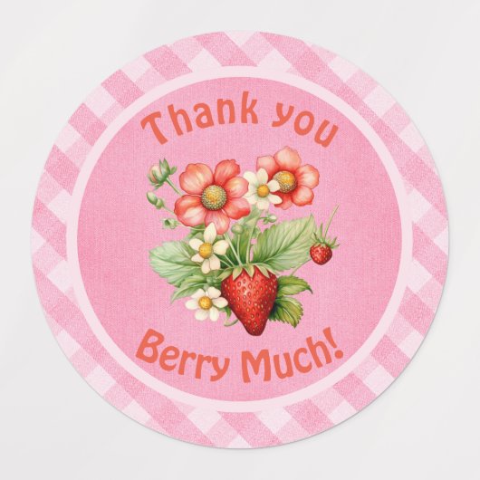 Berry Sweet Pink Gingham-Baby shower Labels (Design 2)