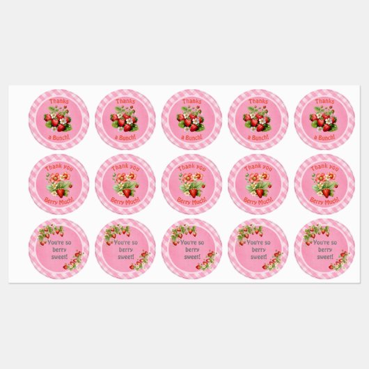 Berry Sweet Pink Gingham-Baby shower Labels (Vel)