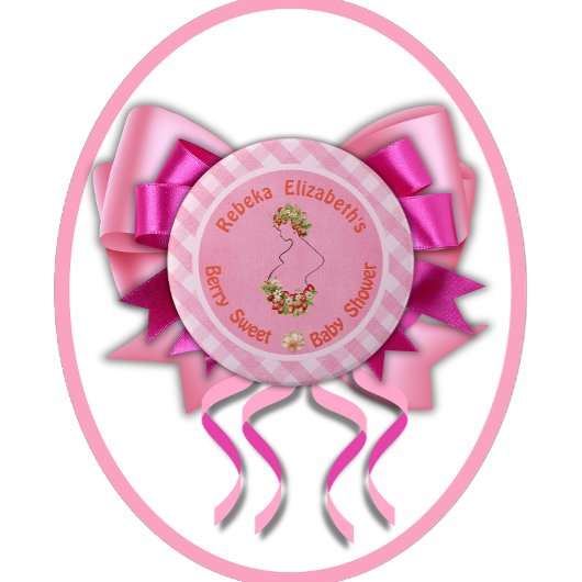 Berry Sweet Pink Gingham-Baby shower Ronde Button 6,0 Cm