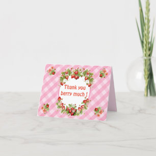 Berry Sweet Pink Gingham Bedankkaart