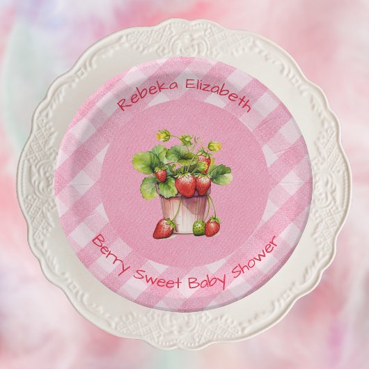 Berry Sweet Pink Gingham douchepapier Bord