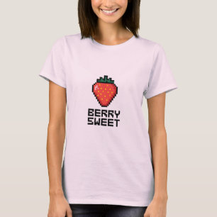 Berry Sweet Pixel Art Aardbei - Schattige minimali T-shirt