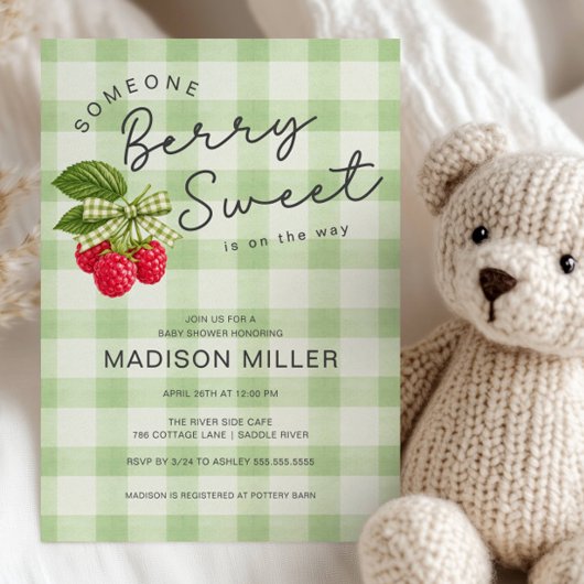 Berry Sweet Raspberry Baby Shower Invitation