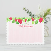 Berry Sweet Red Strawberry Baby shower Note Cartes (Debout devant)