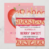 Berry Sweet rose cake Invitation (Devant / Derrière)