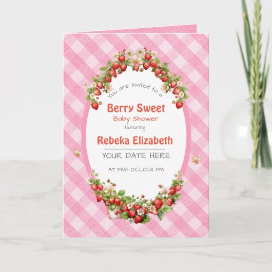 Berry Sweet Rose En vichy Baby shower Invitation (Devant)