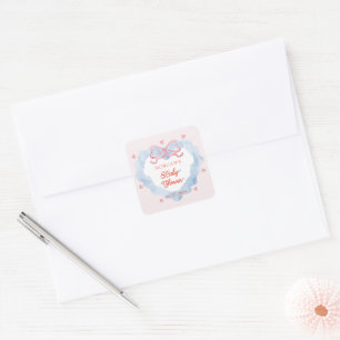 Berry Sweet Roze Coquette Baby shower Vierkante Sticker