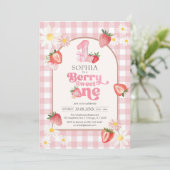 Berry Sweet Strawberry 1st Birthday Invitation (Debout devant)