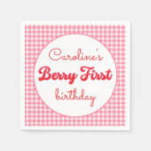 Berry Sweet Strawberry 1st Birthday Party Servet (Voorkant)