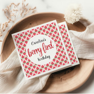 Berry Sweet Strawberry 1st Birthday Party Servet