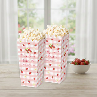 Berry Sweet Strawberry 1st Birthday Popcorn  Bedankdoosjes