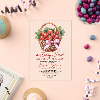 Berry Sweet Strawberry Baby Shower Acryl Uitnodigingen