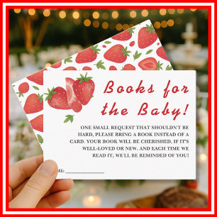 Berry Sweet Strawberry Baby shower Boeken voor Bab Informatiekaartje