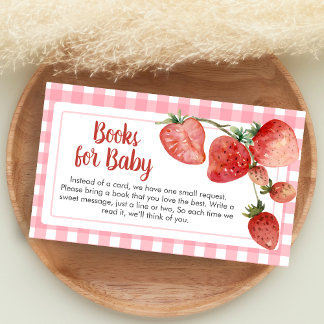 Berry Sweet Strawberry Baby Shower Books for Baby Informatiekaartje