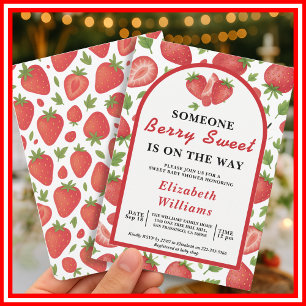 Berry Sweet Strawberry Baby shower bosbes Kaart