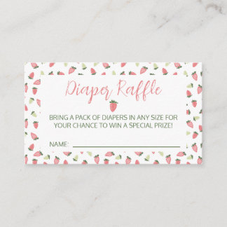 Berry Sweet Strawberry Baby Shower Diaper Raffle Informatiekaartje