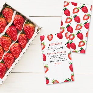 Berry Sweet Strawberry Baby shower Diaper Raffle Informatiekaartje