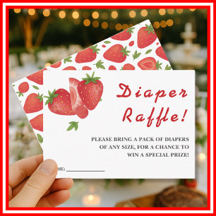 Berry Sweet Strawberry Baby shower Diaper Raffle Informatiekaartje