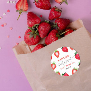 Berry Sweet Strawberry Baby shower Favoriet Ronde Sticker