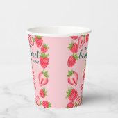 Berry Sweet Strawberry Baby shower gepersonaliseer Papieren Bekers (Links)