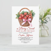 Berry Sweet Strawberry Baby Shower Kaart (Staand voorkant)