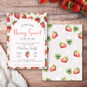Berry Sweet Strawberry Baby shower Kaart