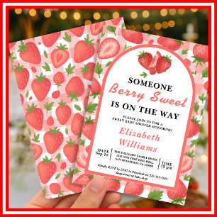 Berry Sweet Strawberry Baby shower Kaart