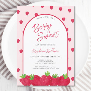 Berry Sweet Strawberry Baby shower Kaart