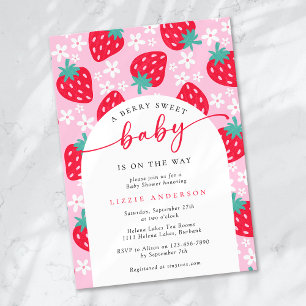 Berry Sweet Strawberry Baby shower Kaart