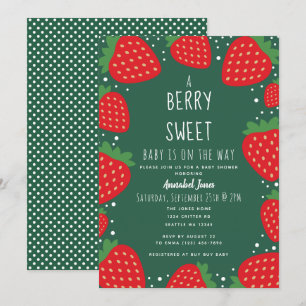 Berry Sweet Strawberry Baby shower Kaart