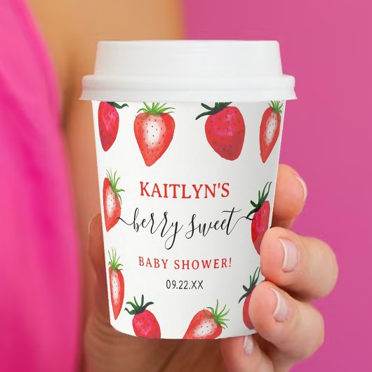 Berry Sweet Strawberry Baby shower Papieren Bekers