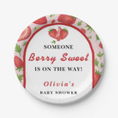 Berry Sweet Strawberry Baby shower Papieren Bordje (Voorkant)