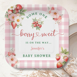 Berry Sweet Strawberry Baby shower Papieren Bordje