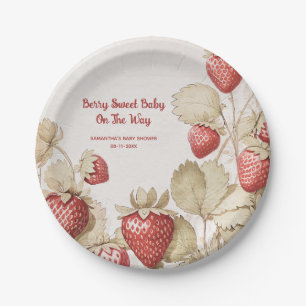 Berry Sweet Strawberry baby shower Papieren Bordje