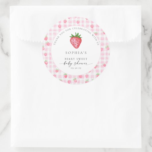 Berry Sweet Strawberry Baby shower Rond Dank u Ronde Sticker (Tas)